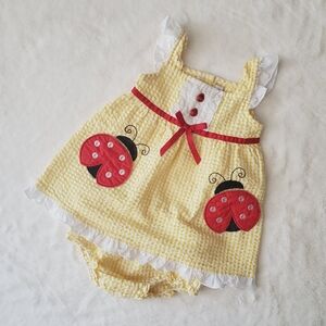 Youngland Vintage Gingham Ladybug Dress